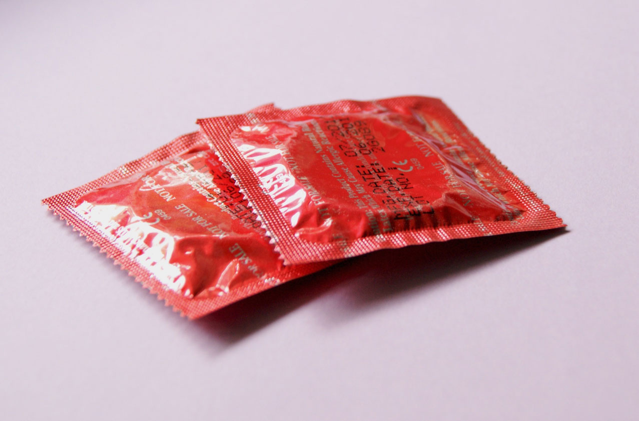 Photo of condoms in their wrappers
